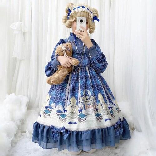 Sweet girls lolita dress Royal fairy soft sister Princess LOLITA dress female ruffles stitching original cute gown dress F1419