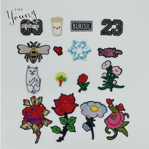 Fashion style Cartoon Hot melt adhesive Applique Embroidery Iron on patch Badges DIY Sewing Clothing Accessories C5971-C5988