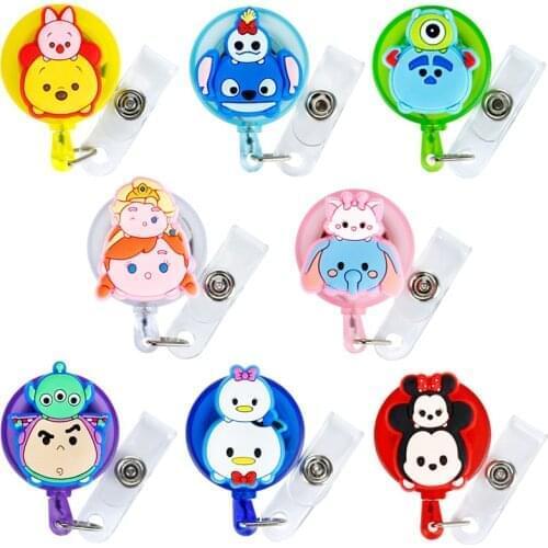 Cartoon Disney ID Card Holder Retractable Employee Card Nurse Chest Card Student Bus Card Holder Cute Mobile Phone Lanyard