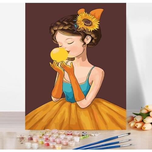 Diy Paint By Number Kit For Adults Cartoon Girl Painting Color Decorate The Living Room Dining Room 40x50cm Plank Frame
