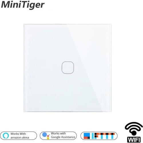 Minitiger EU Smart Home Wifi Wall Light Touch Switch 1 2 Gang WiFi/433 RF/APP Remote Wall Light Touch Switch Glass Panel