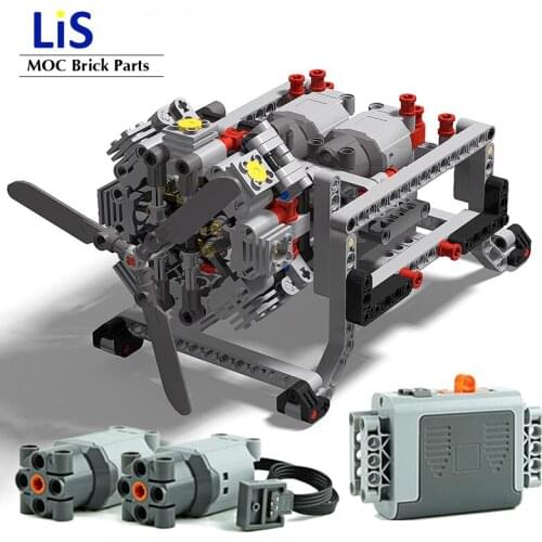 NEW Hot! MOC Series 8-Cylinder Radial Aircraft Engine Power functions MOC Building Blocks Bricks DIY Models Best Kids Gifts