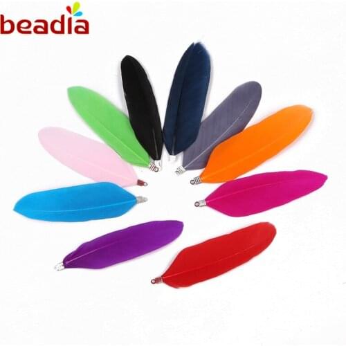 New Arrival 8cm 10Pcs/lot Natural Goose Feather Charms Earring Necklace Pendant for DIY Jewelry Findings Making