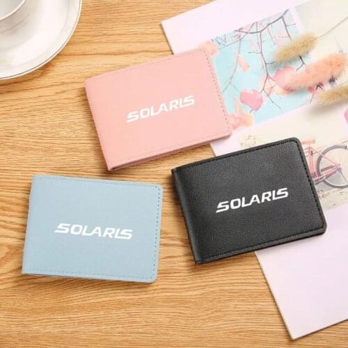 PU Leather Solid Cover Car Driving Documents Card Bank Credit Card Holder For Hyundai SOLARIS 2017 2018 2019 Accessories