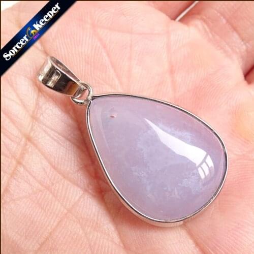 A+ Real Natural Gem Stone Blue Chalcedony Agates Cabochon Beads Crystal Necklace & Pendant Women Accessories bijou Jewelry TS790