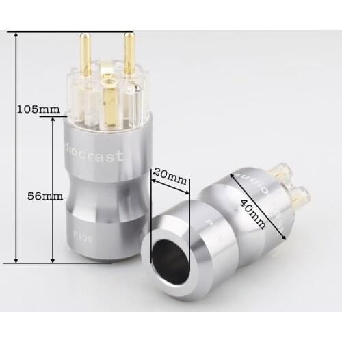 Pair Audiocrast P105TG 24k Gold plated schuko Power connetor Schuko Europe EU Power Plug Transparent IEC Audio Connector