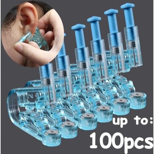 10-100Pcs Ear Piercing Gun Kit Disposable Disinfect Safety Earring Piercer Machine Studs Nose cLip Body Jewelry Piercing Tool