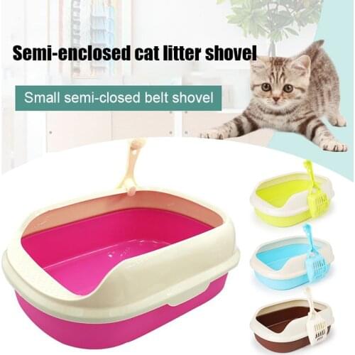 Semi-closed Plastic Cat Toilet Crack-proof Shatter-Resistant Training Pets Cat Litter Box SCVD889