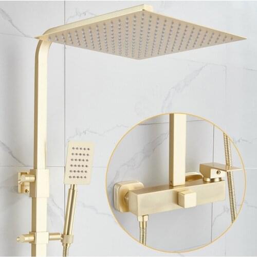 Luxury Bathroom Shower Faucet Set All Metal Cold and Hot Brushed Gold Bathroom Tap High Quality