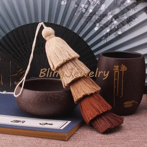 20 Colors Ombre Tiered Earrings Tassels 5 Tier Jewelry Tassels Pendant Triple Cotton Tassel Layered Tassels T17062801