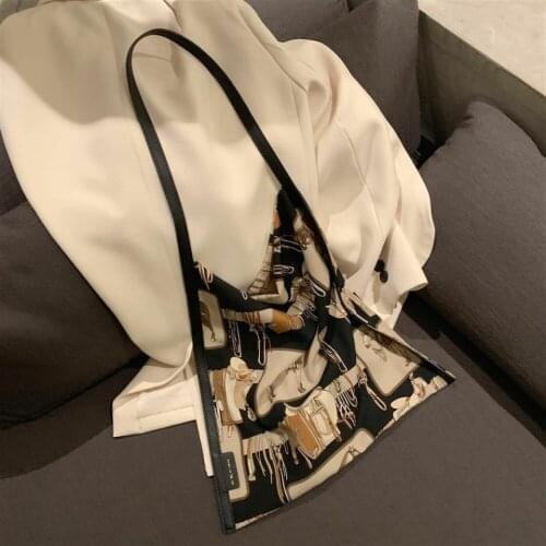 Silk Shoulder bag for Women 2021 New Print Women Luxury Handbag Shoulder Bags Shopping Handbags Female Totes Purse Pouch