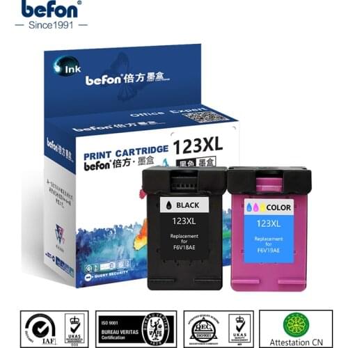 Befon Compatible 123XL Ink Cartridge Replacement for HP123 HP 123 for Deskjet 1110 2130 2132 2133 2134 3630 3632 ENVY 4513 4520