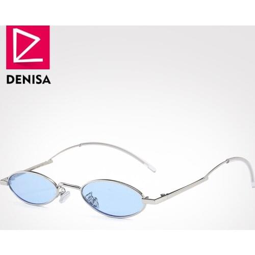 DENISA Vintage Small Oval Sunglasses Women Men Fashion Retro Small Metal Frame Sun Glasses UV400 Brand Design Glasses G31063