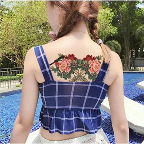 Chest Flash Tattoo Flower Birds Shoulder Arm Sternum Tattoos Henna Body/Back Paint Under Breast Tatoo(1Sheet