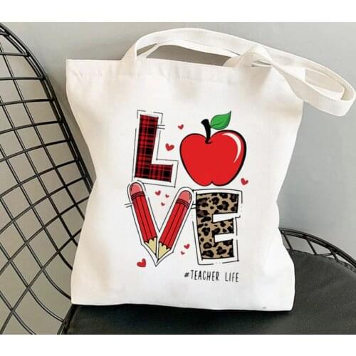 Shopper supplies Teacher life Printed Tote Bag women Harajuku shopper Funny handbag Shoulder shopping bag Lady gift Canvas Bag