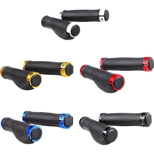 Cycling Bike Bicycle TPR Rubber Handlebar Grips Anti-slip Aluminum Alloy Lock on Handle Wrap