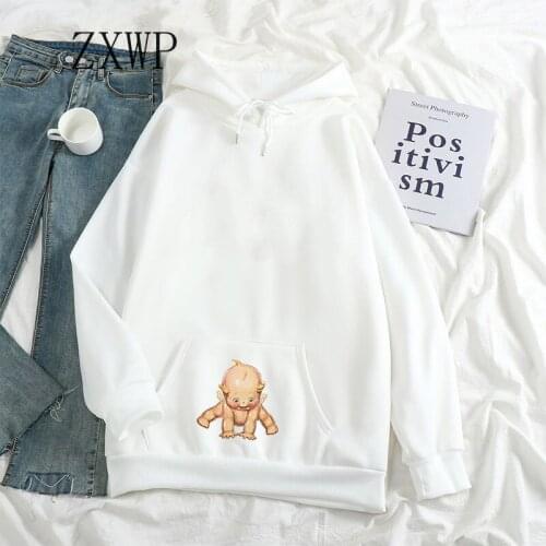 Vintage Hoodies Sweatshirts Women Angel Baby Oversized Cute Cartoon Hoodie Streetwear Loose Casual Clothes Ladies Wholesale