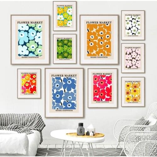 Vintage Flower Market Petal Minimalist Wall Art Canvas Painting Nordic Posters And Prints Wall Pictures For Living Room Decor