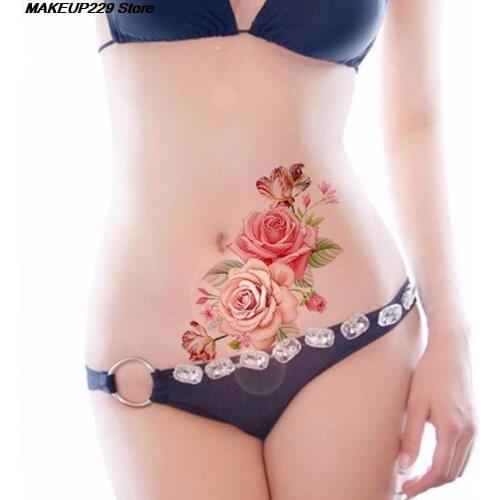 Waterproof Temporary Tattoo Sticker Flower Rose Fake Tatto Cool Flash Tatoo Tatouage Temporaire Body Art For Girl Women Men