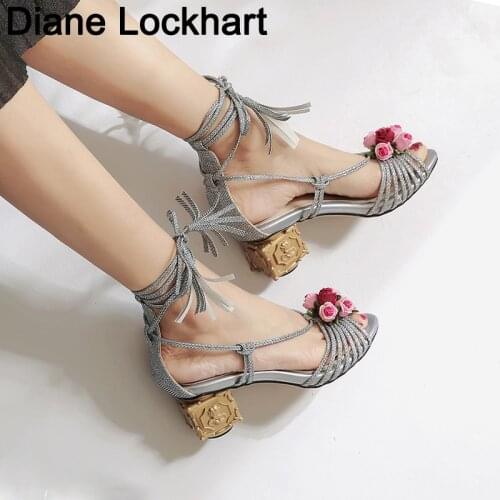 2020 Summer High Quality Woman Flower sandals Casual Comfortable Ankle strap Shoes Women Classic retro style sandalias Mujer 37