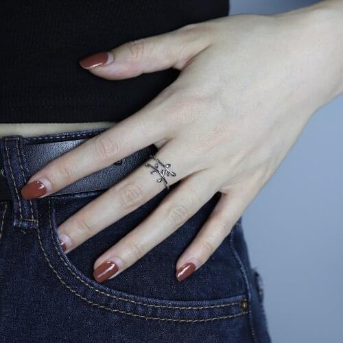 Simple Temperament Art Student Female Branch Leaf Opening Ring Olive Branch Joint Finger Ring Jewelry Gift Wholesale