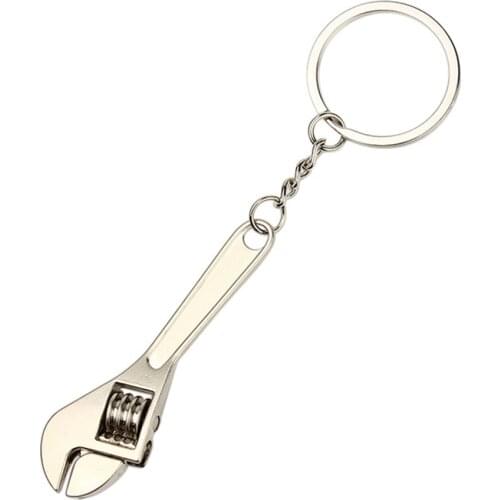 1pc Wrench Keychain Metal Car Key Ring Creative Fashion Silver Compact Simulation Spanner Key Chain Keyring Keyfob Tools