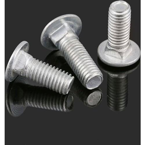 10Pcs M6 M8 GB12 Carbon Steel Carriage Shelf Screws Bolt Square Neck Round Pan Truss Head Screws Zinc Plated