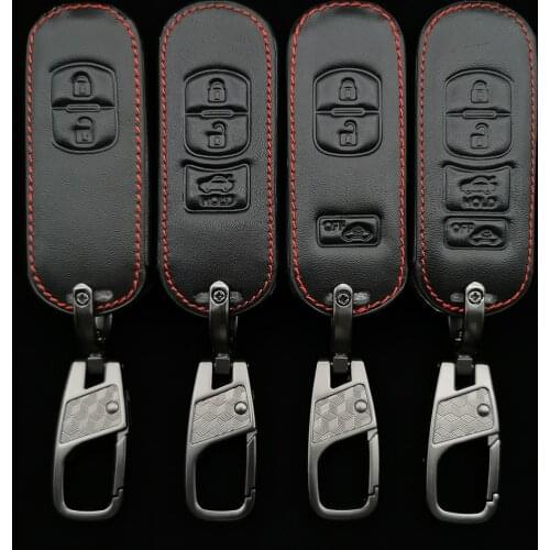 100% Leather Car Key Cover 2/3/4Button For MAZDA 3/6 / MX-5 Miata (2009-2012) CX-7 / CX-9 (2010-2012) Fob Shell Cage Accessories