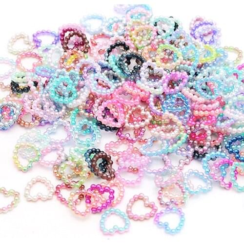 100pcs/Bag 9 Colors 10x11mm Heart Hollow Pearl Nail Decorations Loose Beads Clothes DIY Garment Beads Crafts Jewelry VA-54