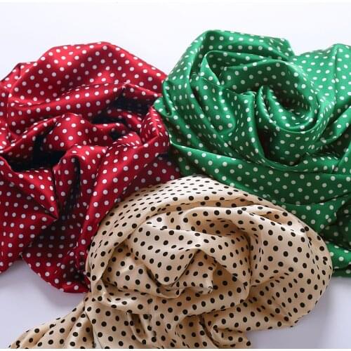 140CM Wide 19MM Dots Print Red Green Black Stretch Silk Satin Fabric for Summer Long and Short Dress Shirt Pants Y031