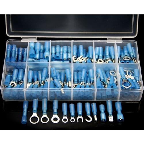180Pcs Heat shrink Insulated Ring Terminals Cable Electrical Wire Spade Hook Butt Connectors Crimp Terminals M4/M5/M6/M8/M10