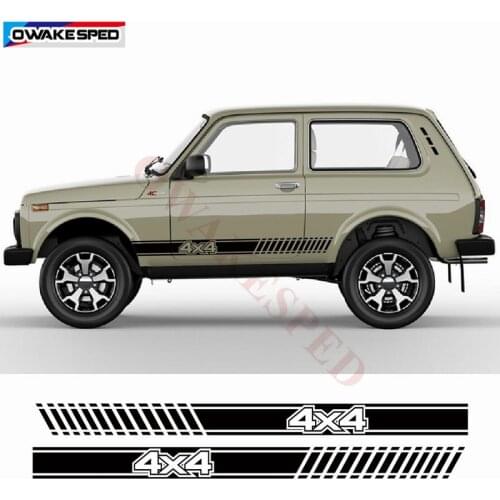 Racing Car Door Side Skirt Sticker For LADA NIVA 4X4 OFF ROAD Styling Sport Stripes Auto Body Customized Decals Both Side 1 set