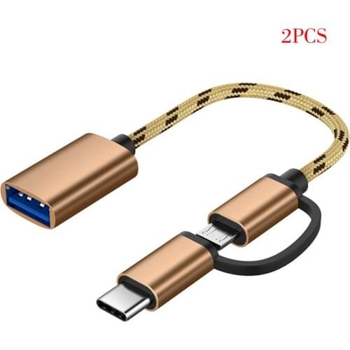 2 Pieces 2 in 1 Type-C OTG To USB 3.0 Interface OTG Adapter Cable Fast Transfer Connector Converter