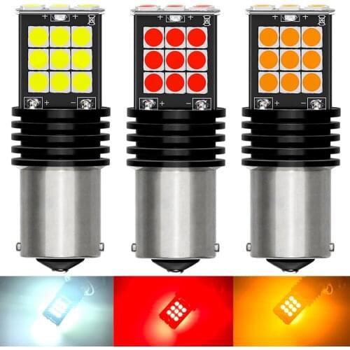 2pcs P21W 1156 BA15S LED Bulbs Car Lights Turn Signal Reverse Brake Light R5W 3030 LEDs 12V DC Automobiles Lamp DRL for Skoda