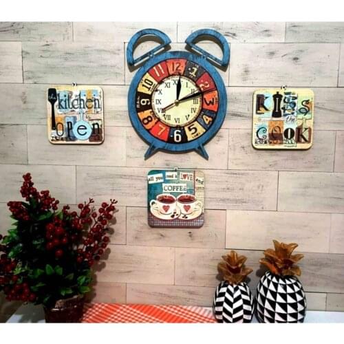 Decorative Alarm Clock Kitchen Decor 4 Piece Kitchen Decor Modern Kitchens Adds Elegance Cute Clock Silent Work 20 Cm