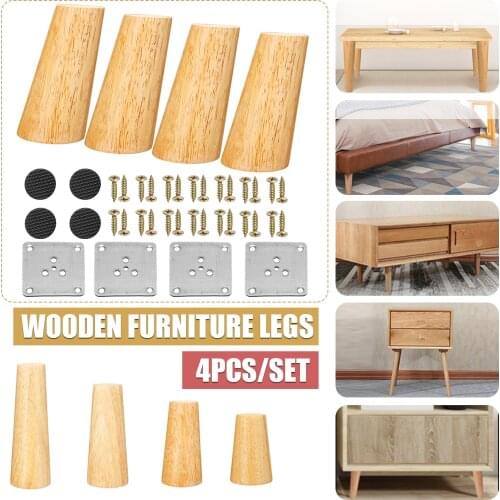 4pcs/lot Solid Wooden Oblique Angle Sofa Legs Feet Coffee Table Furniture Legs With Anti-skid Pad for Cabinets Tables 4 Size