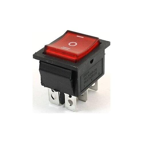 6Pins 3Way DPDT Panel Mount Boat Rocker Switch Red 15A/250V 20A/125V AC