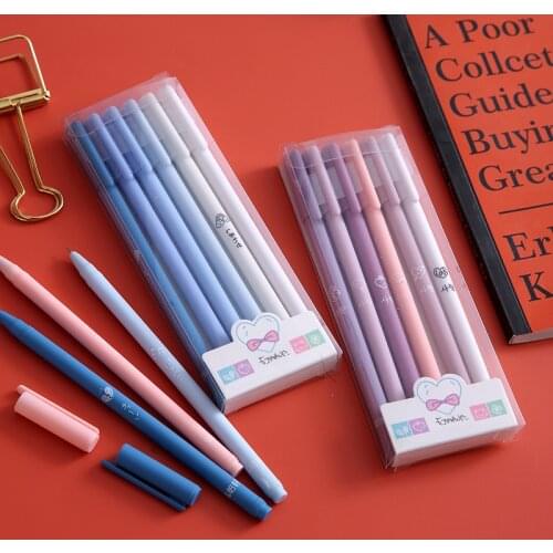 6pcs/set Creative Cute Gel Pen Morandi 0.5mm Black Ink Student Writing And Signing Stationery Office School Supplies