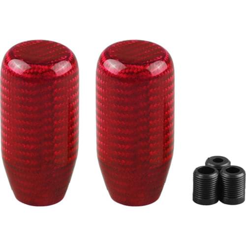 Carbon Fiber Car Round Gear Shift Knob Shifter Universal Lever Ball Shape Red Automobiles Accessories