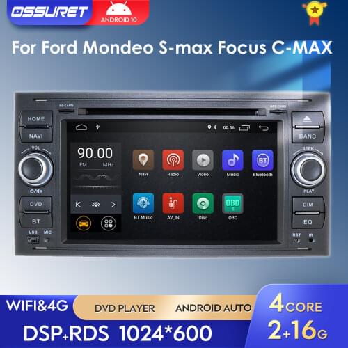 1080P HD IPS Android 10.0 DSP Car Multimedia For Ford Kuga Mondeo Transit Focus connect C/S Max Wifi DVR DAB TPMS built-in map