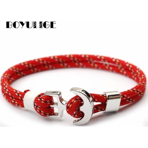 BOYULIGE New Men Bracelet 2018 Couple Anchor Bracelets For Women Sport Hooks Navy Style Multilayer Rope Sailor Gift Hope Femme