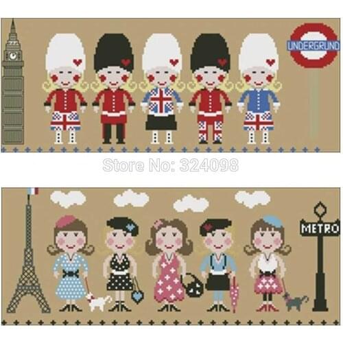 British soldier and Paris lady patterns Counted Cross Stitch 11CT 14CT DIY Chinese Cross Stitch Kits Embroidery Needlework Sets