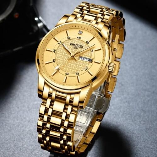 NIBOSI Relogio Masculino Wrist Watches Men 2020 Top Brand Luxury Golden Waterproof Men Watches Gold Big Male Wristwatch Man