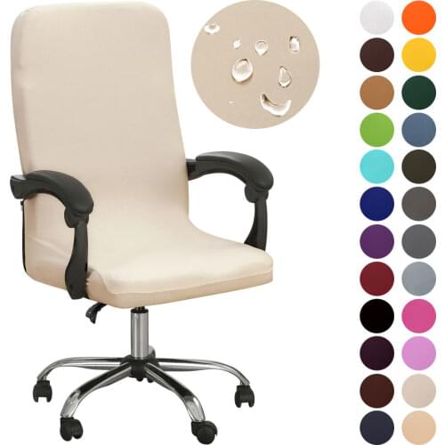 M/L Spandex Office Chair Cover Stretch Solid Color Computer Game Chair Slipcover Waterproof Rotatable Armchair Protectors