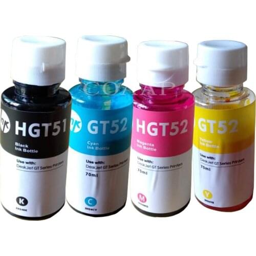 90MLor70ML/ Bottle Universal Dye Ink For HP GT51 GT52 GT5810 GT5820 Series Inkjet Printer For GT 51 52 5810 5820 Refill Dye ink