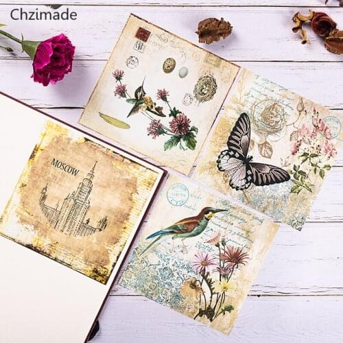 Lychee Life 8Pcs/lot Plants Birds Background Paper Sticker Junk Gothic Journal Decorative Sticker DIY Scrapbooking Planner