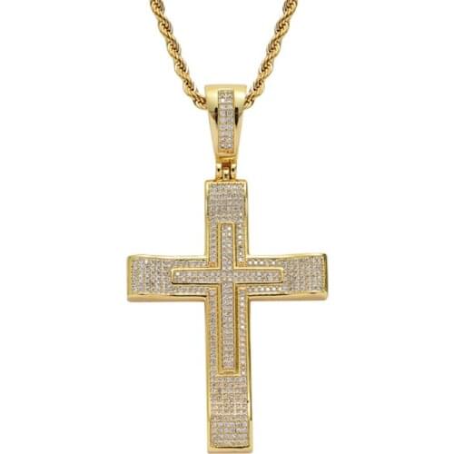 Men Jewelry New Cubic Zircon Hip Hop Cross Pendant Necklace 24inch Fashion Rock Link Chain Gift