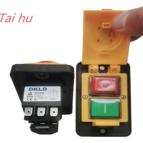 DKLD DZ05 7pins IP55 380VAC 10A Waterproof On/Off Solenoid Electromagnetic Pushbutton Push Button Switches Machine Start Swit