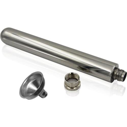 2 Oz 60ml Whiskey Flagon Bottle 304 Stainless Steel Hip Flask Like Cigar Long Round Bottom Mirror Polished Tube With Funnel Gift