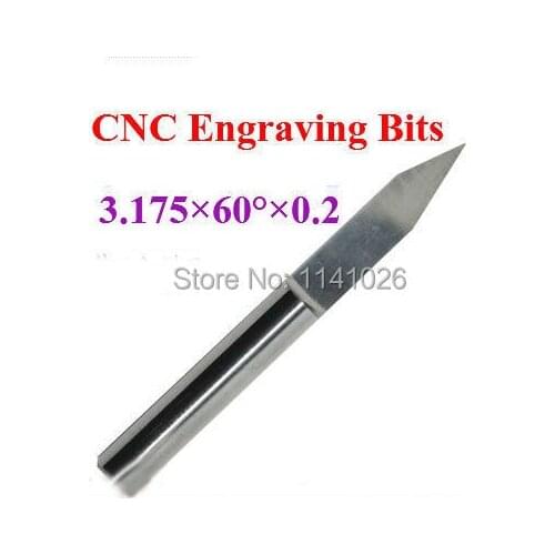 10pcs 3.175MM Shank 60 Degree 0.2MM Flat Bottom CNC Router Tools, Cutting Bits,Carving Tools,V Shape Engraving Bit,PCB Cutters